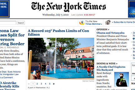 NYTimesCover6x4 New York Times Online Front Page