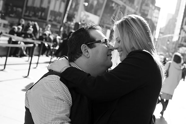 nyc engagement photographer - nick and patty times square nyc engagement photos