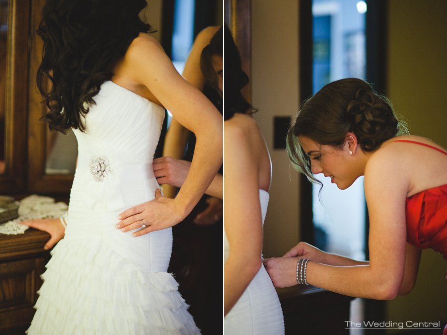 NJ wedding Photographer - Mountain lakes Bride putting dress on - The Villa Wedding - NJ wedding Photographer - Mountain lakes
